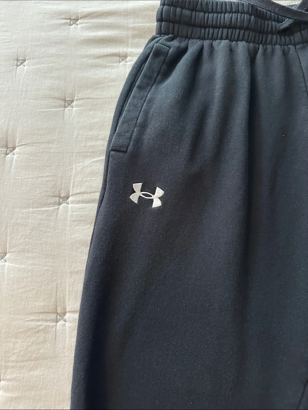 Under Armour Men’s Black Fleece Joggers with White Logo
